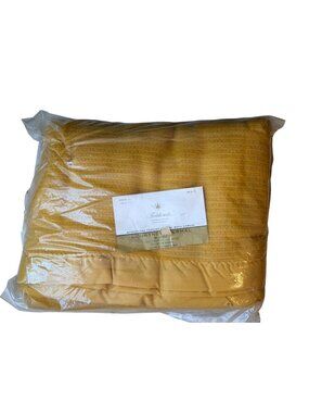 Vintage NEW Fieldcrest Courtney Thermal Blanket Mustard Yellow‎ Full Size 1970s